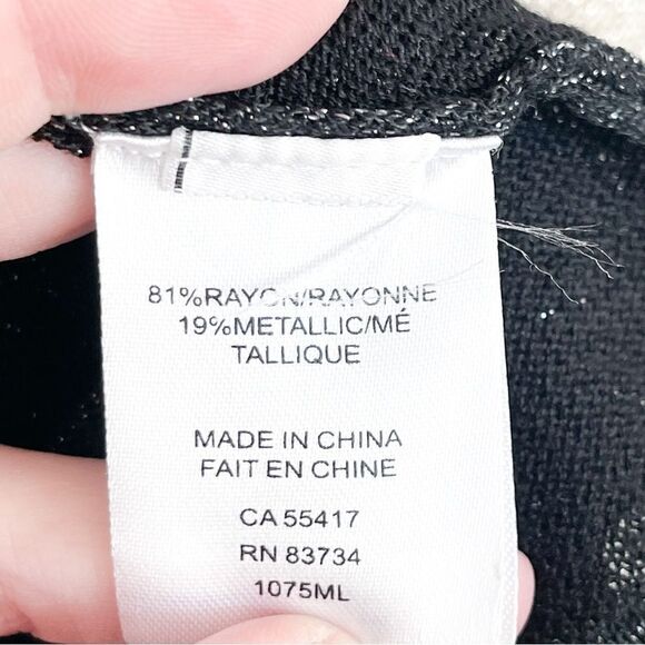 Melanie Lynn Metallic Cardigan Open Striped Black Gold Women's S Tie Tassel - Picture 6 of 9